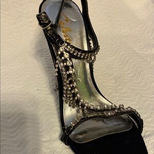 Celeste Black Heels with Sparkling Embellishments